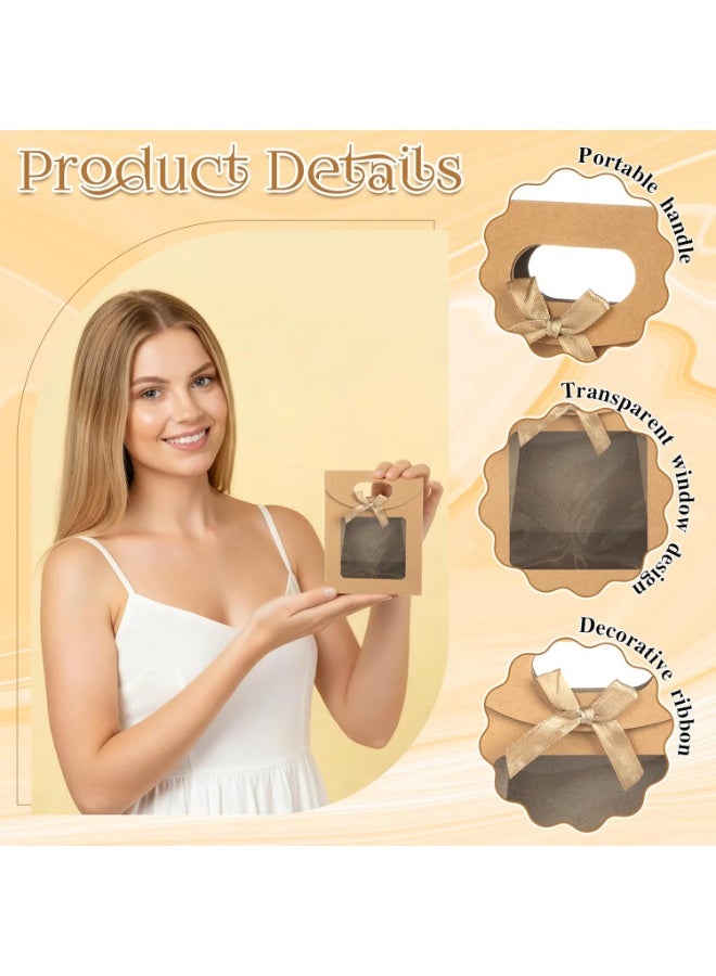 اسرلي وايت 12 كيس هدايا من ورق الكرافت بنافذة شفافة - Image 2